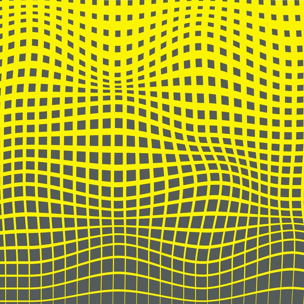 simples abstrato vetor cinzento cinza cor pequeno quadrado Verifica onda distorcer padronizar arte em amarelo cor fundo