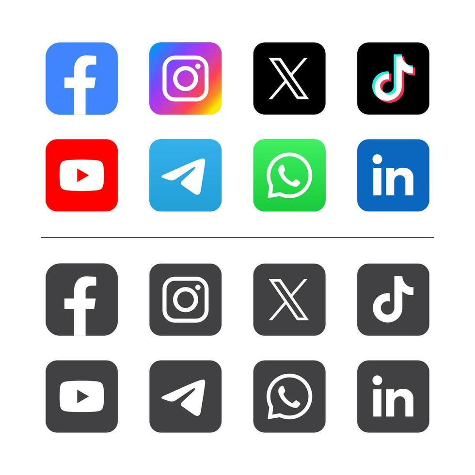 conjunto do social meios de comunicação logotipos ilustração vetor