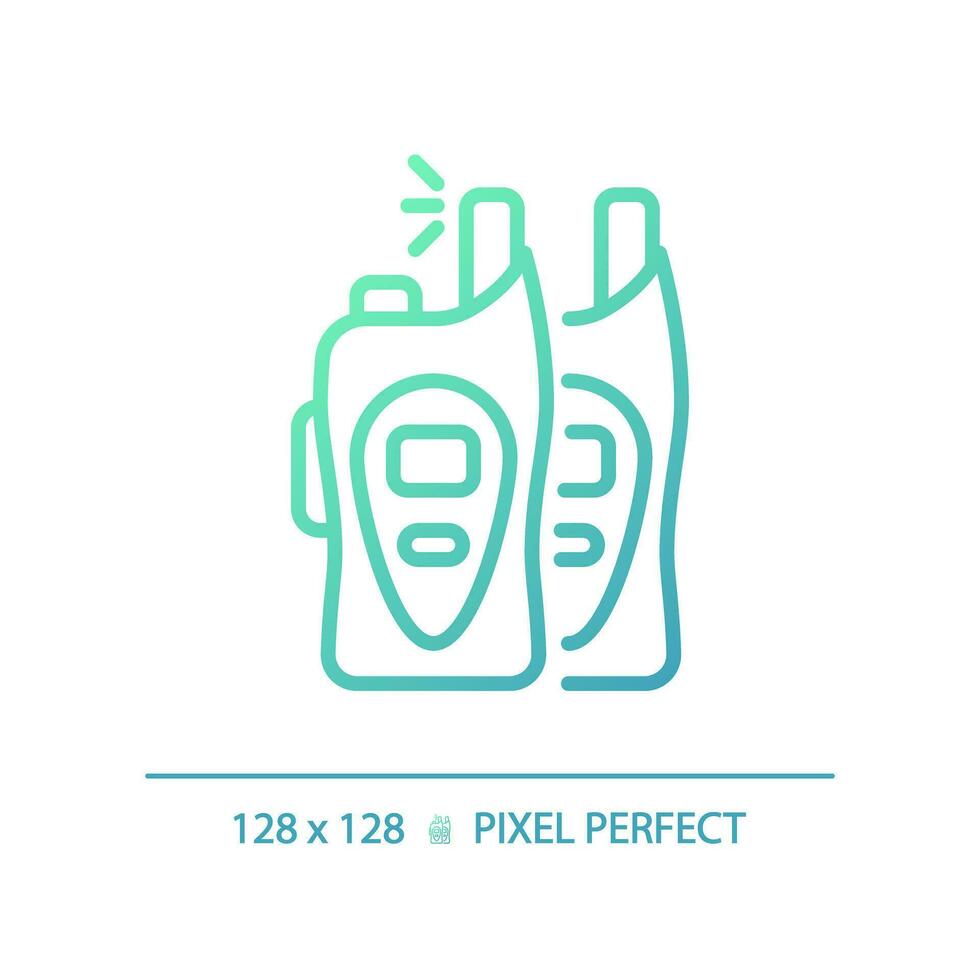 2d pixel perfeito gradiente walkie talkie ícone, isolado vetor, verde caminhada engrenagem fino linha ilustração. vetor