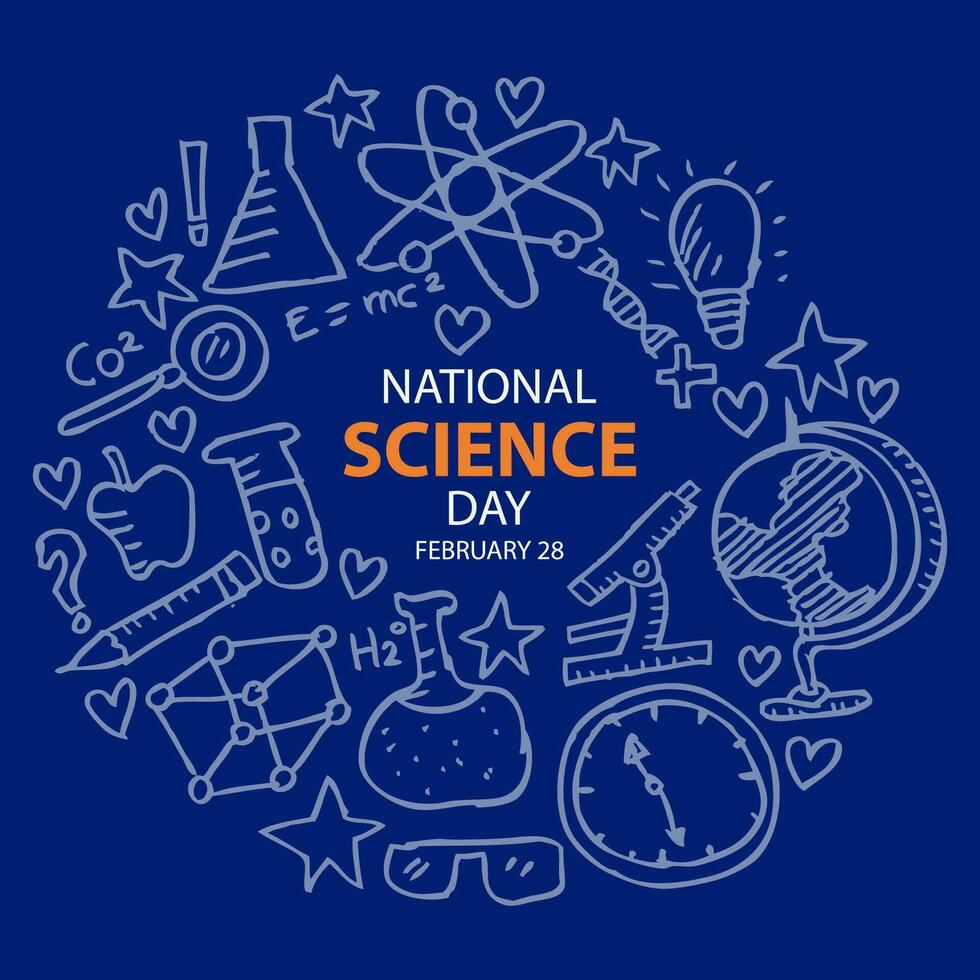 nacional Ciência dia cumprimento cartão vetor