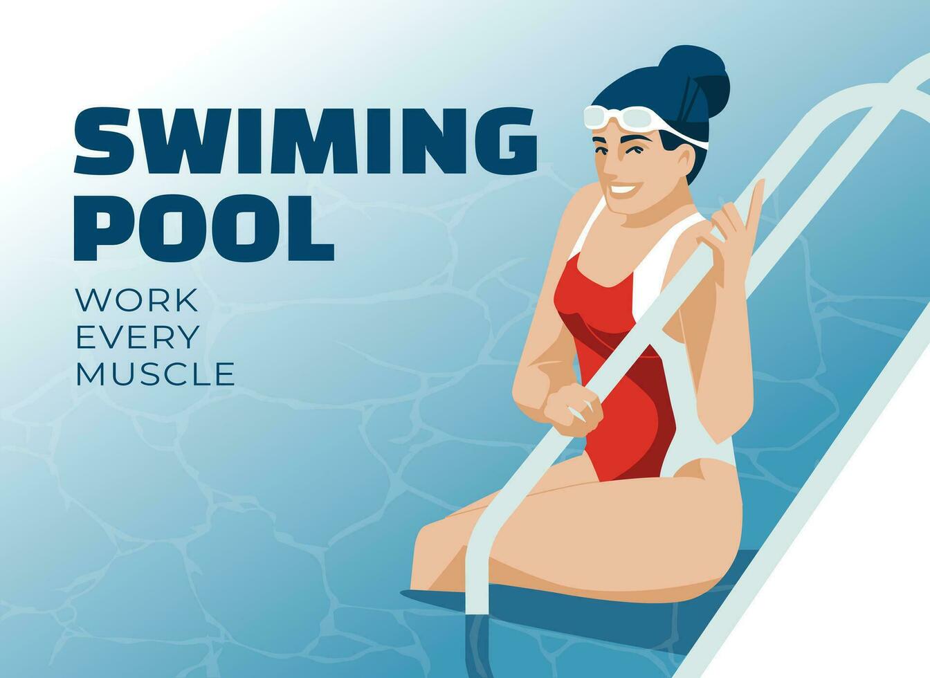 esporte mulher sentado dentro a piscina. publicidade do hobbies e profissional Esportes. vetor plano ilustração