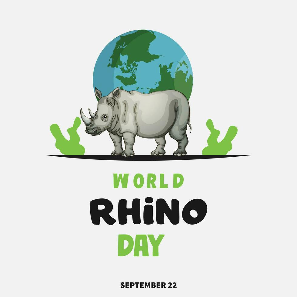 mundo rinoceronte dia. vetor ilustração para mundo rinoceronte dia. animal proteção. 22 setembro.