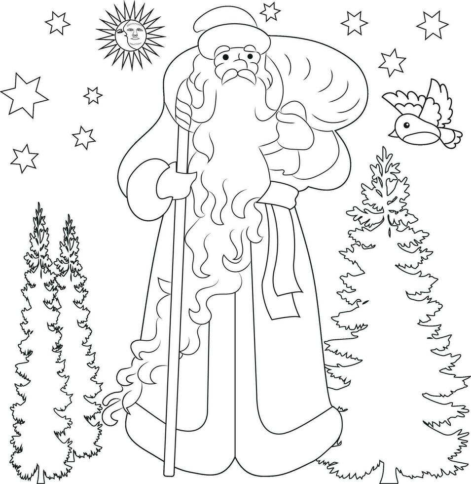 Natal santa claus adulto e crianças coloração página vetor