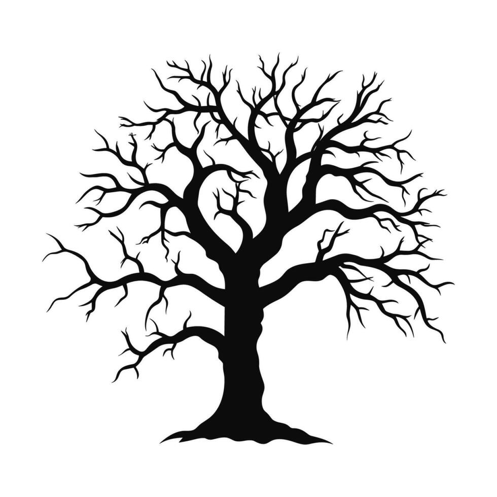 assustador morto árvore Preto silhueta isolado em uma branco fundo vetor