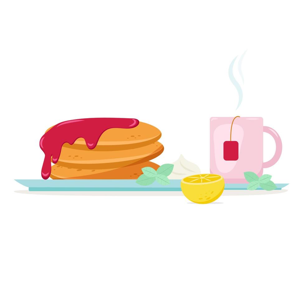 pequenos-almoços saudáveis e nutritivos, comida, ilustração vetorial em estilo simples vetor