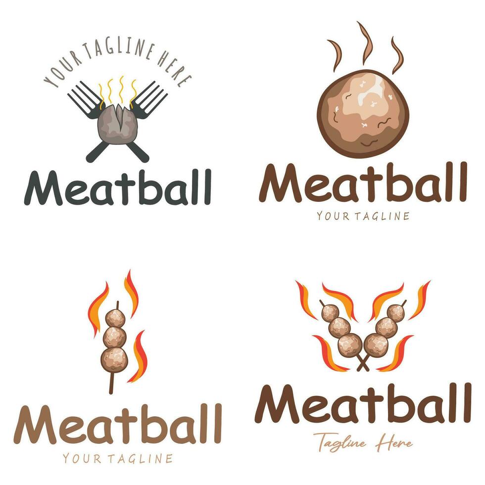 almôndega logotipo Projeto ilustração modelo para ásia comida, processado carne, restaurante, o negócio vetor