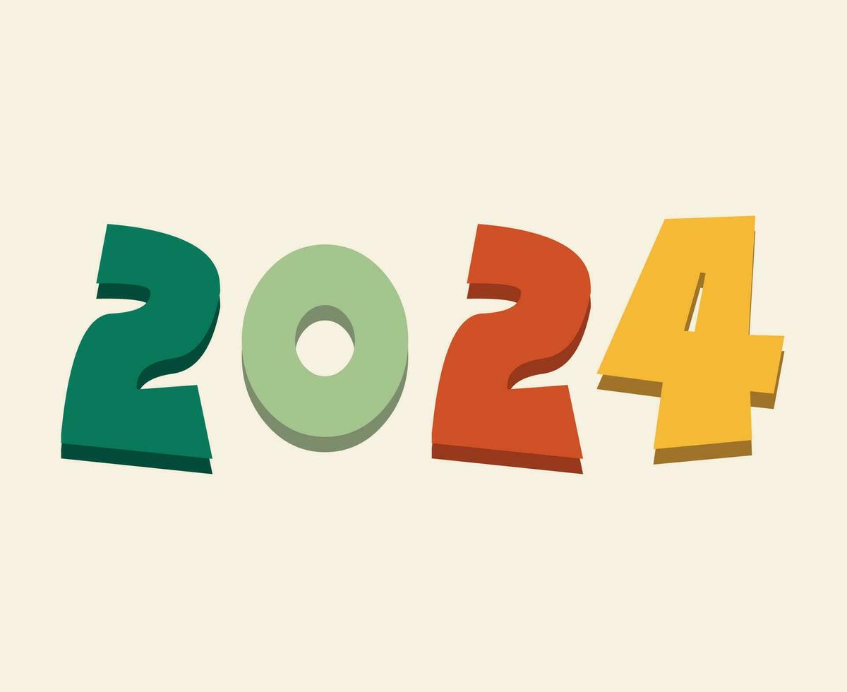 2024 feliz Novo ano abstrato verde e laranja gráfico Projeto vetor logotipo símbolo ilustração com Castanho fundo