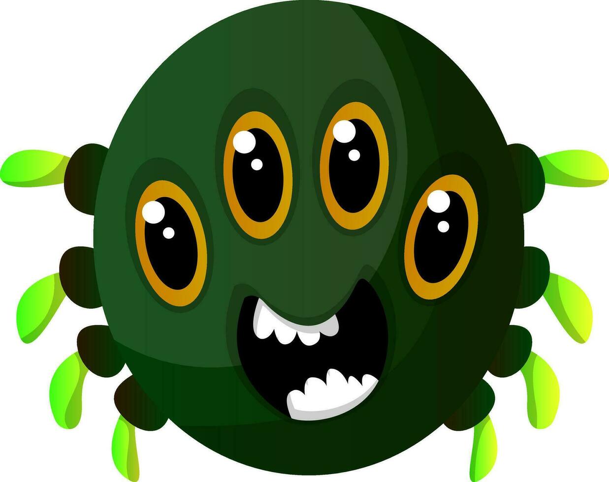 verde monstro com quatro olhos ilustração vetor em branco fundo