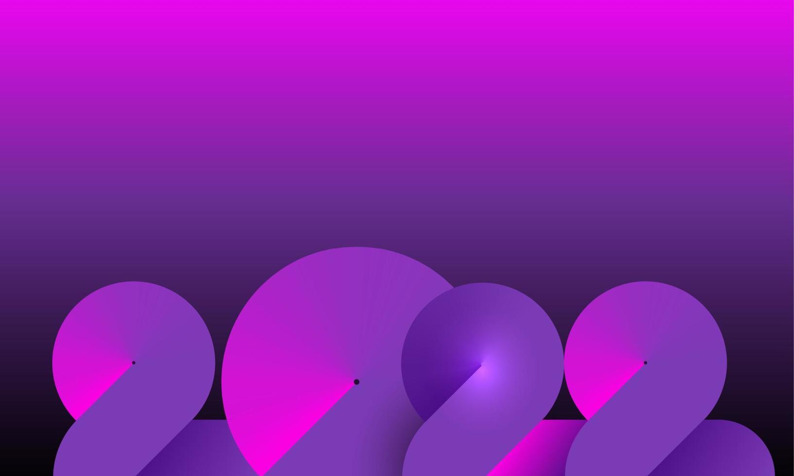 2022 banner neon feliz ano novo na cor rosa escuro e roxo. números de cor gradiente de moda. design de cartaz de Natal. gráfico de néon, efeito colorido claro, fundo futurista moderno vetor