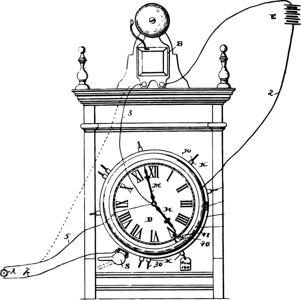 elétrico energia relógio, vintage ilustração. vetor