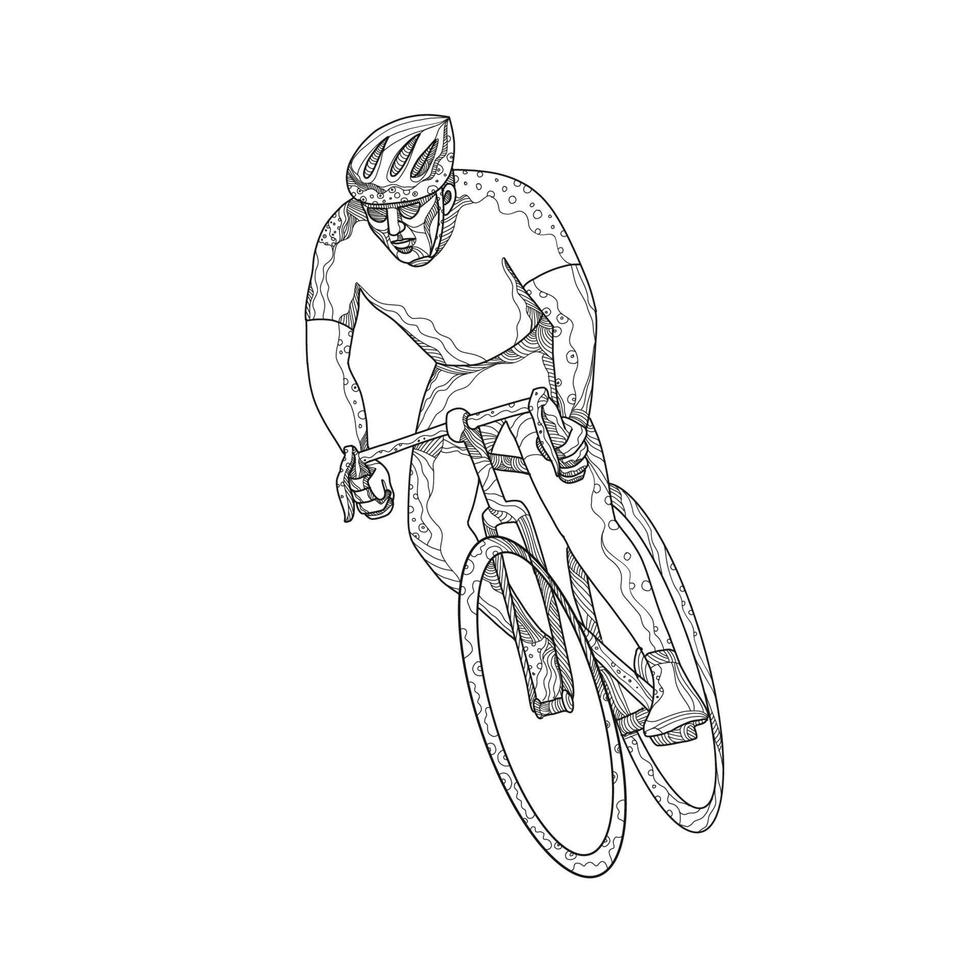 arte de doodle de corrida de bicicleta de estrada vetor