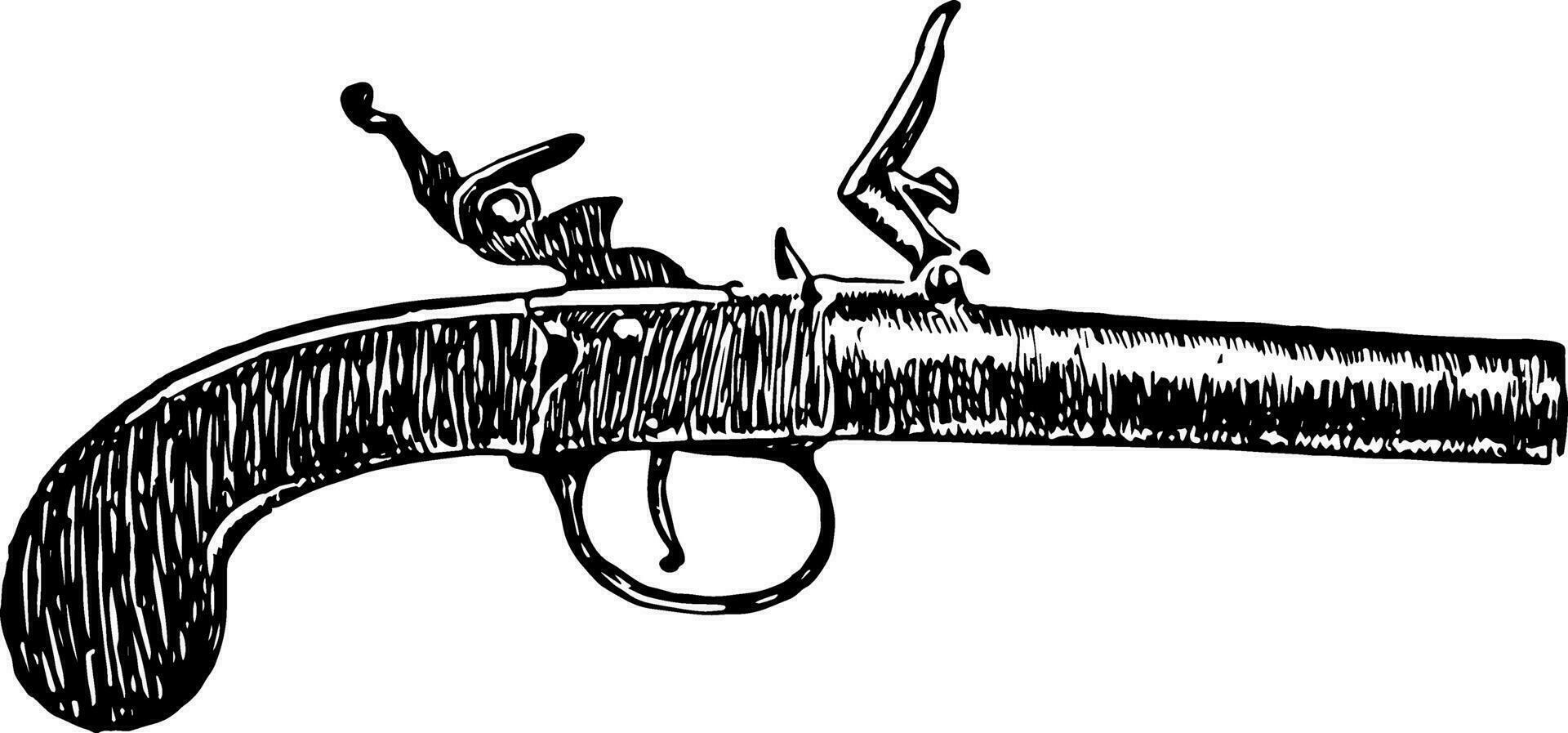 revolucionário pedra trava pistola, vintage ilustração. vetor
