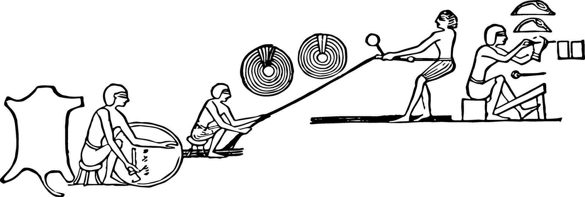 egípcio corda fazendo, vintage ilustração. vetor