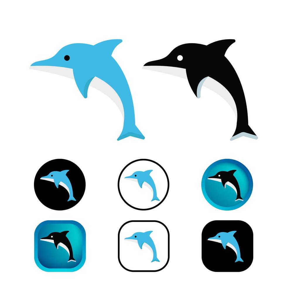 coleção de ícones animais de golfinhos planos vetor