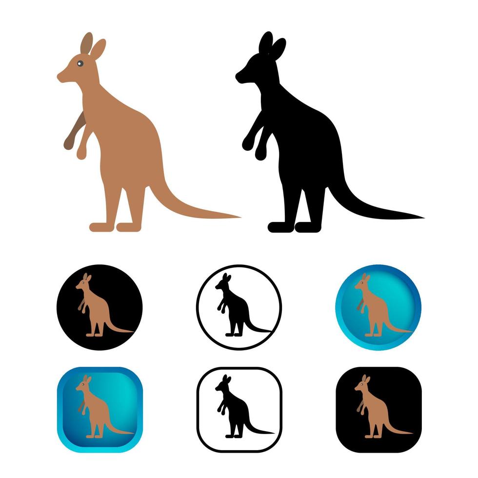 coleção de ícone de animal canguru plano vetor
