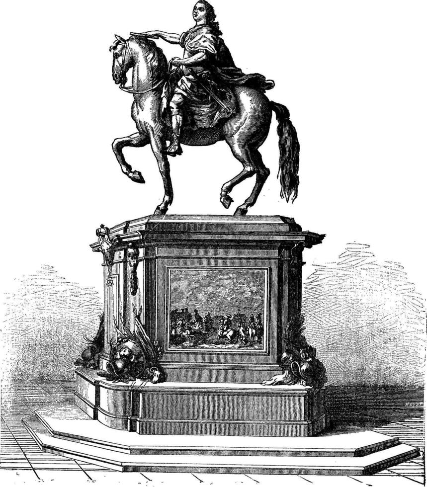 bronze estátua do rei Louis xv do França, vintage gravação vetor