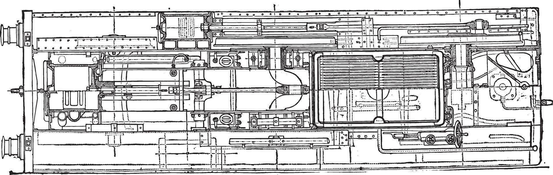 locomotiva composto do Senhor. teia, horizontal seção, vintage gravação. vetor