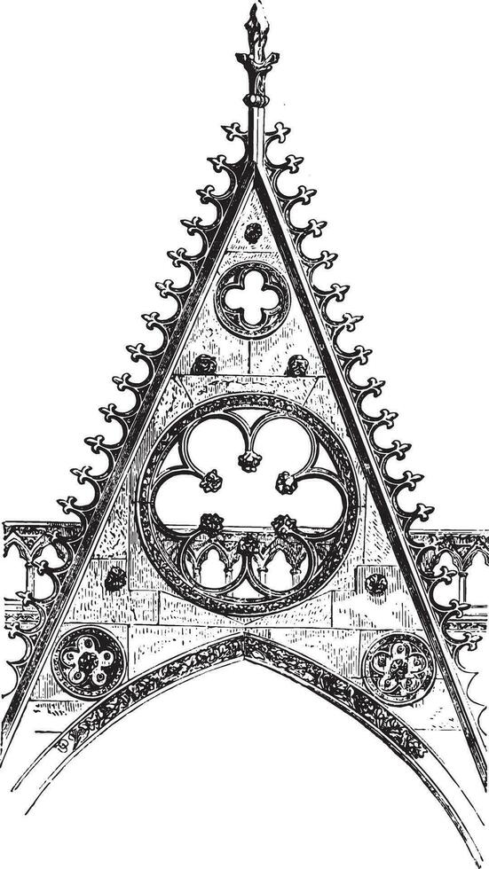 empena do a sul portal do notre-dame de Paris, vintage gravação. vetor