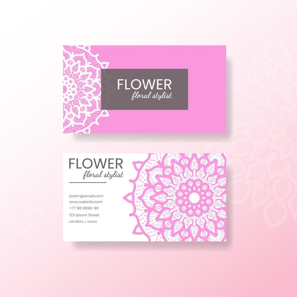 cartão de visita com flor de mandala vetor