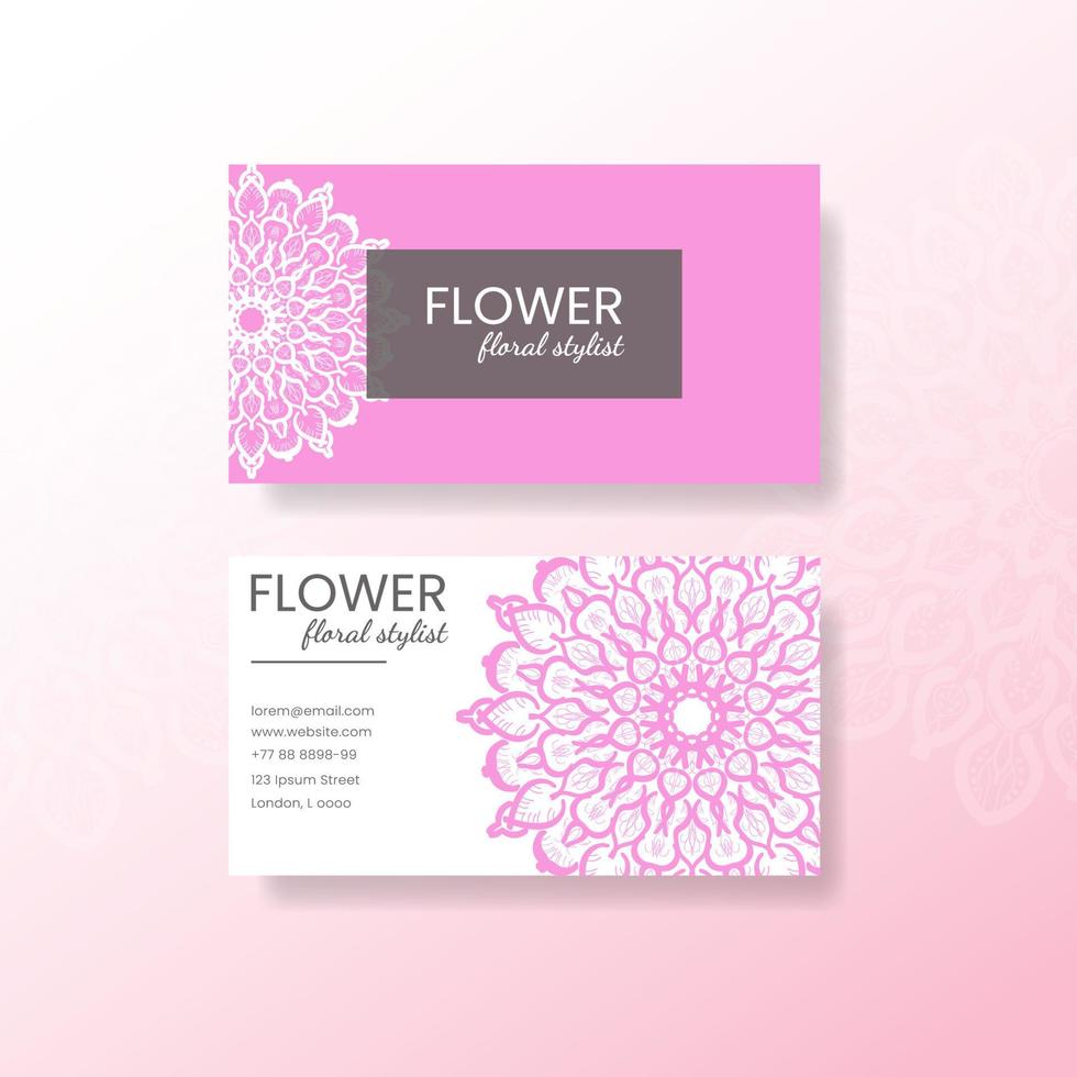 cartão de visita com flor de mandala vetor