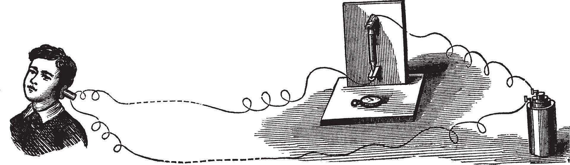 microfone, a acústico para elétrico transdutor, vintage gravação vetor