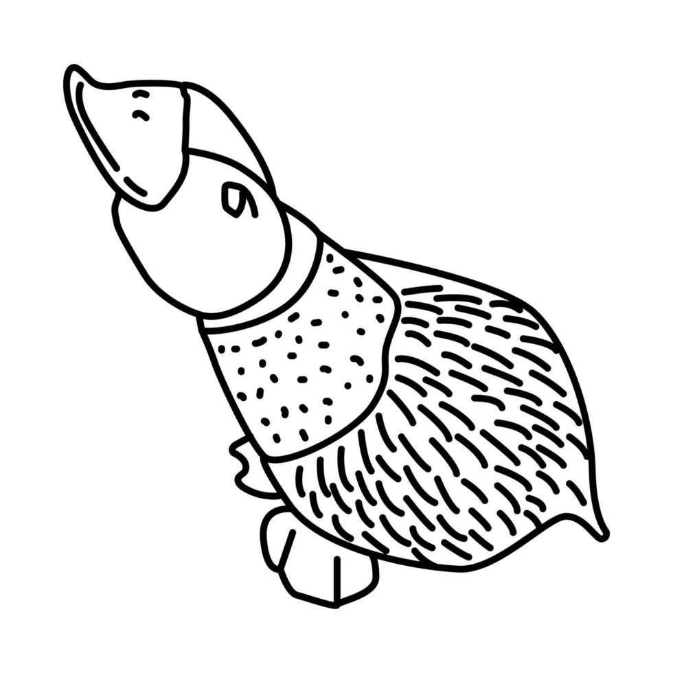 buzinando ícone de brinquedo de cão de pato. doodle desenhado à mão ou estilo de ícone de contorno vetor