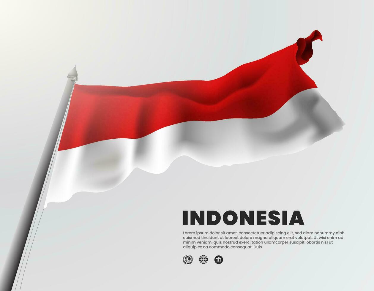 indonésio bandeira acenando Visão a partir de abaixo para Projeto enfeite vetor ilustração