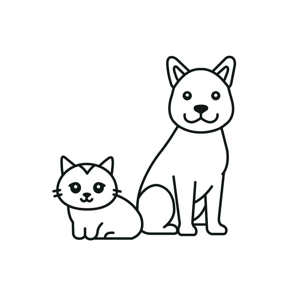 cachorro e gato linha ícone. animal amigáveis ivector ilustração vetor