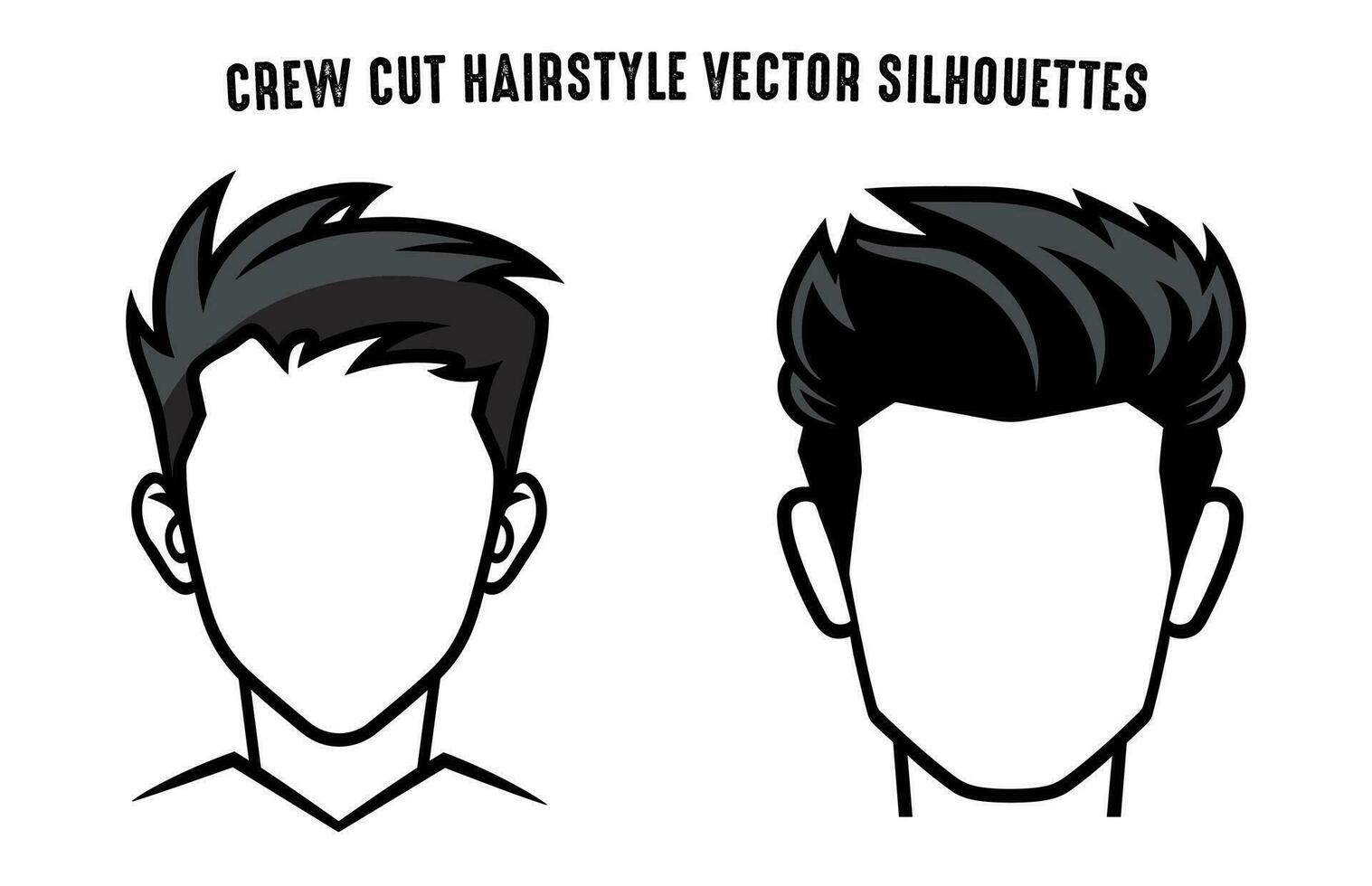 equipe técnica cortar Penteado corte de cabelo silhuetas vetor isolado em uma branco fundo, masculino corte de cabelo clipart
