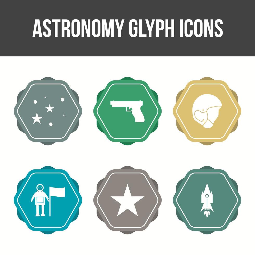 conjunto exclusivo de ícones de vetor de astronomia glyp
