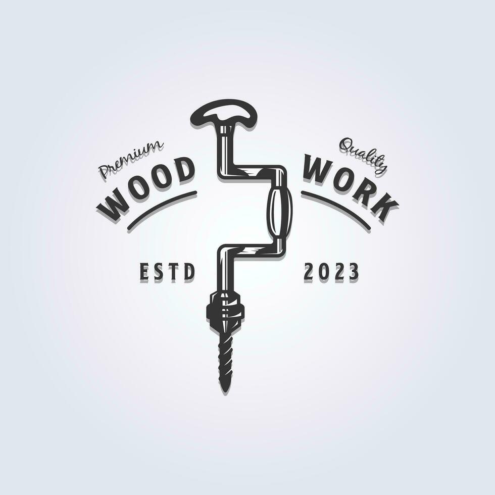 carpinteiro ferramenta mordeu e braçadeira mão broca logotipo vetor ilustração projeto, carpintaria símbolo