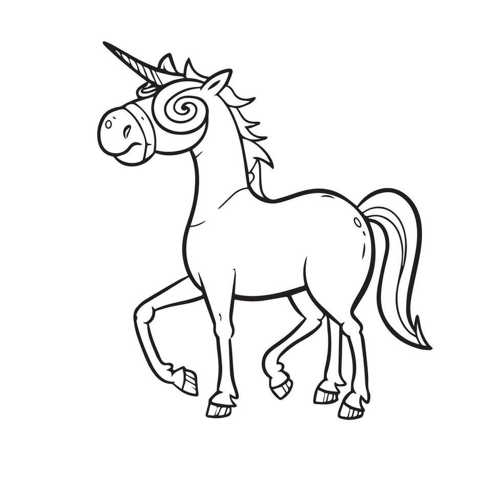 cartão cavalo, Preto e branco ilustração, e coloração página em uma branco fundo. linha desenhando estilo vetor