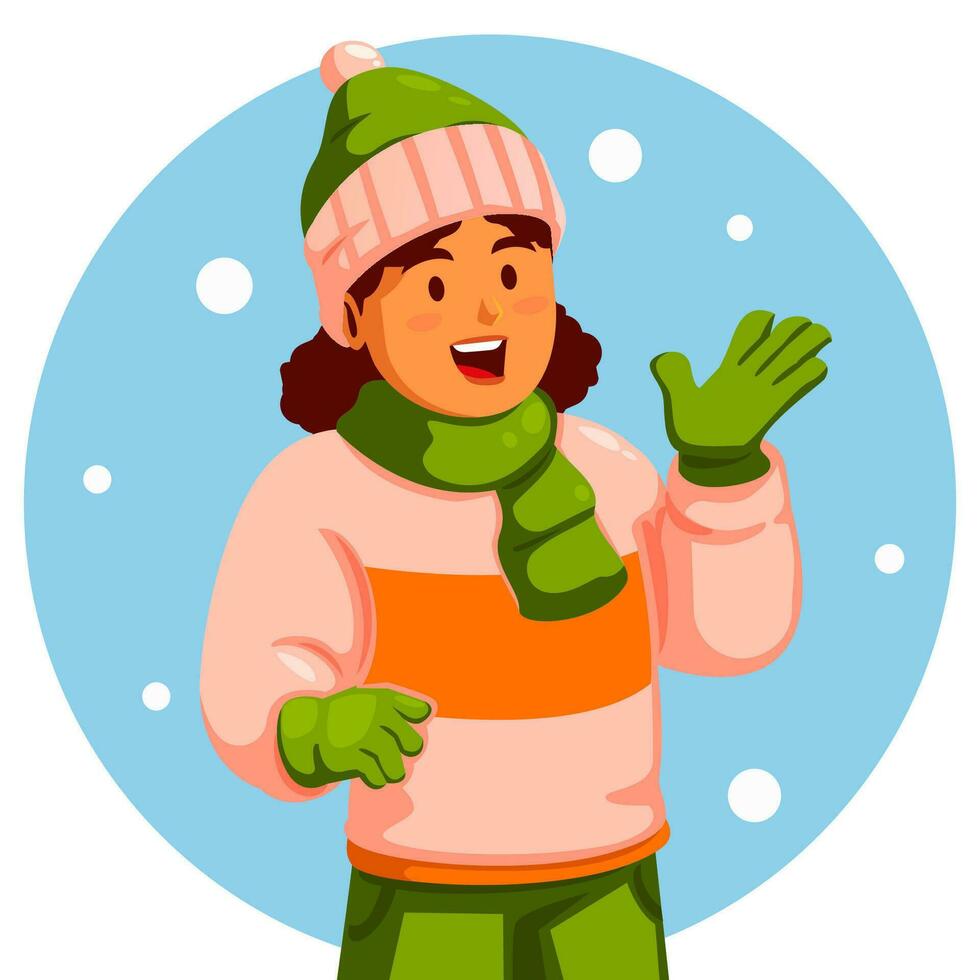 garota vestindo roupas de inverno vetor