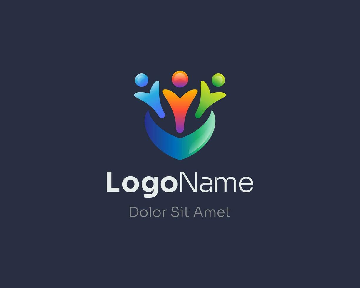 feliz crianças colorida logotipo gradiente vetor