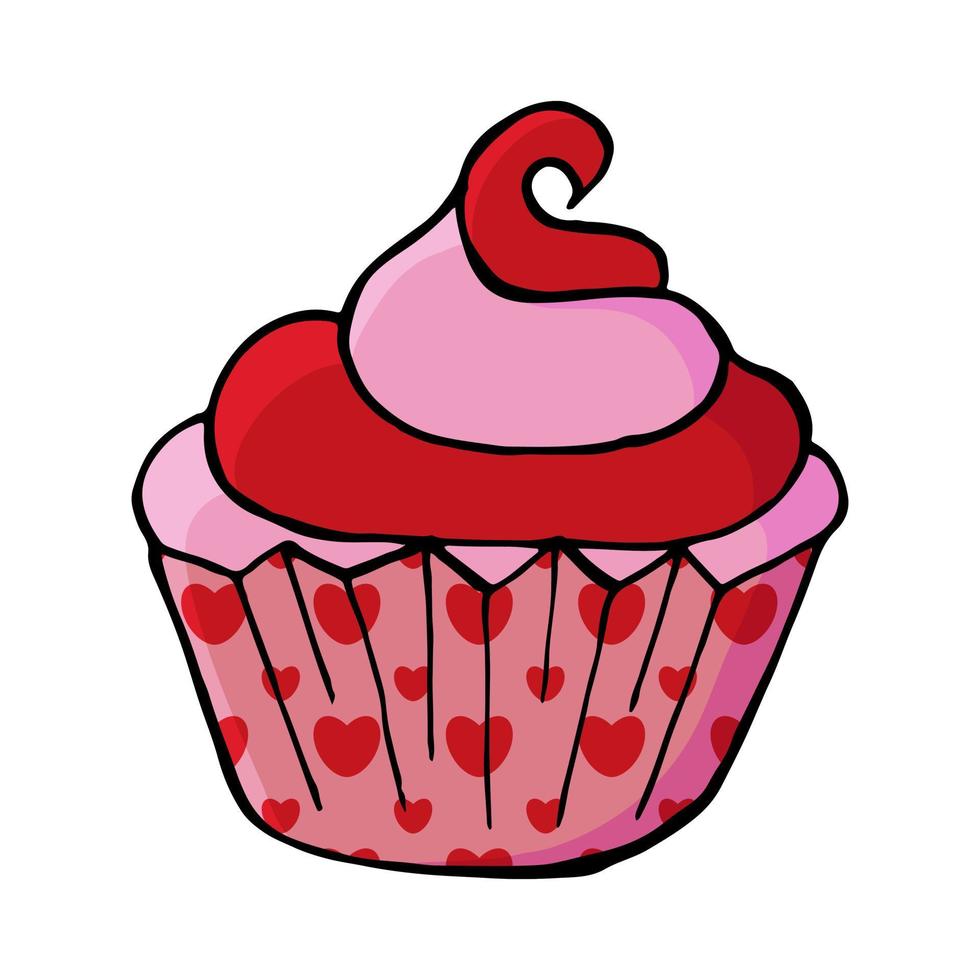 Ilustração vetorial para seu design. ícone brilhante de cupcake, muffin na mão desenhar o estilo vetor