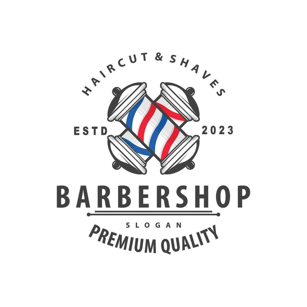 barbearia logotipo, barbeiro tesouras vetor, velho Projeto retro vintage tipografia enfeite vetor