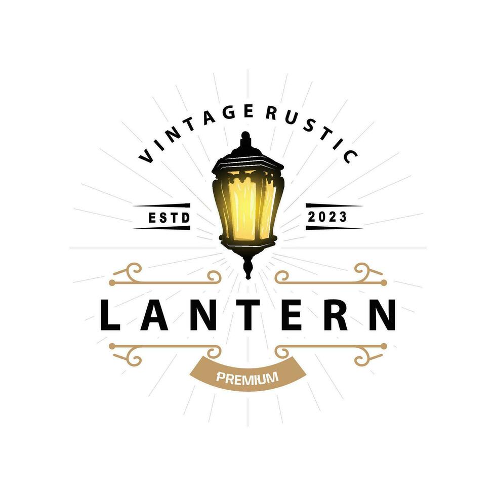 lanterna logotipo Projeto rua luminária velho clássico vintage minimalista ilustração modelo vetor