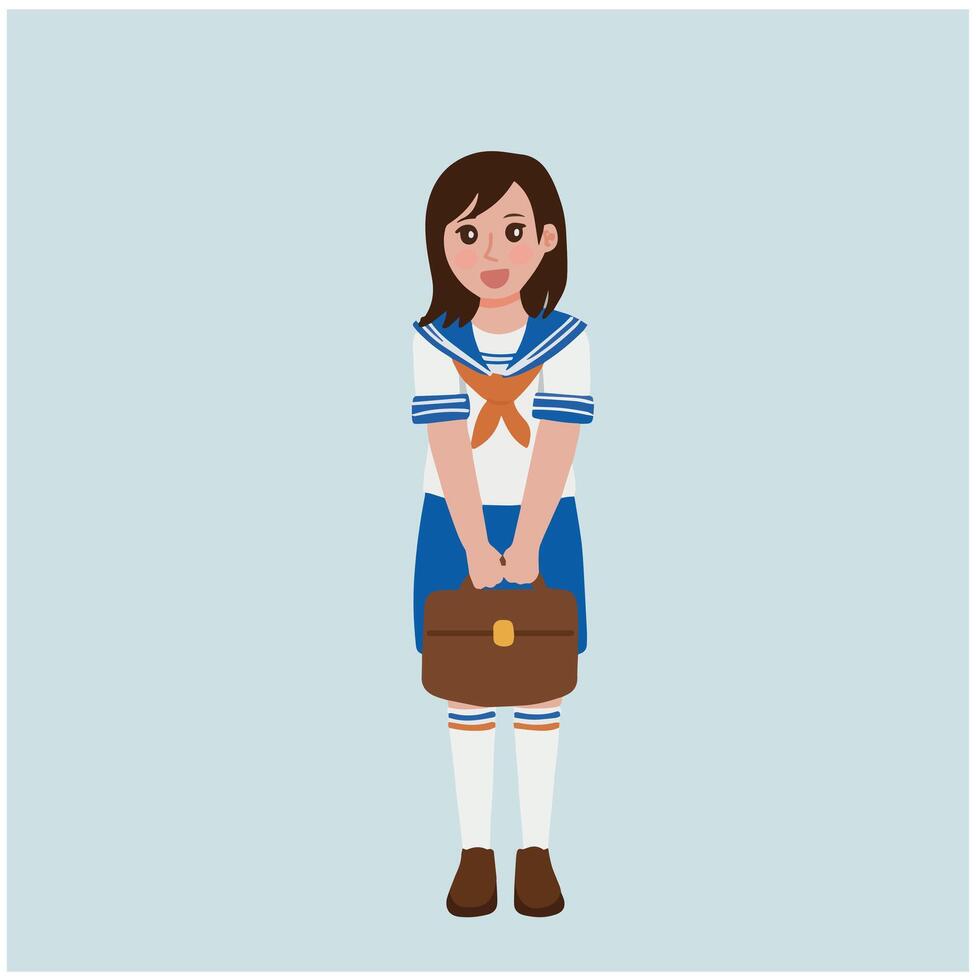 retrato menina aluna vestindo uniforme ilustração vetor