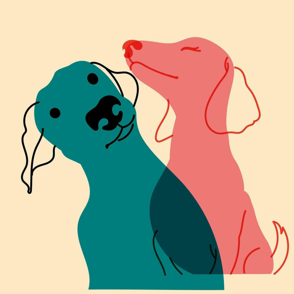 cães. vetor ilustração dentro uma minimalista rabisco estilo