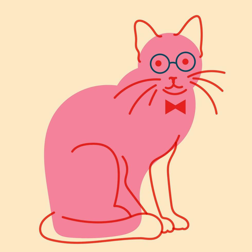 gato dentro óculos. vetor ilustração dentro uma minimalista estilo