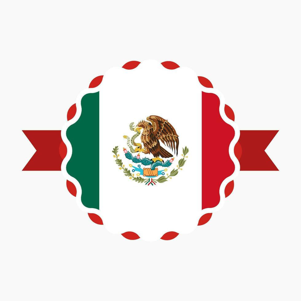 criativo México bandeira emblema crachá vetor