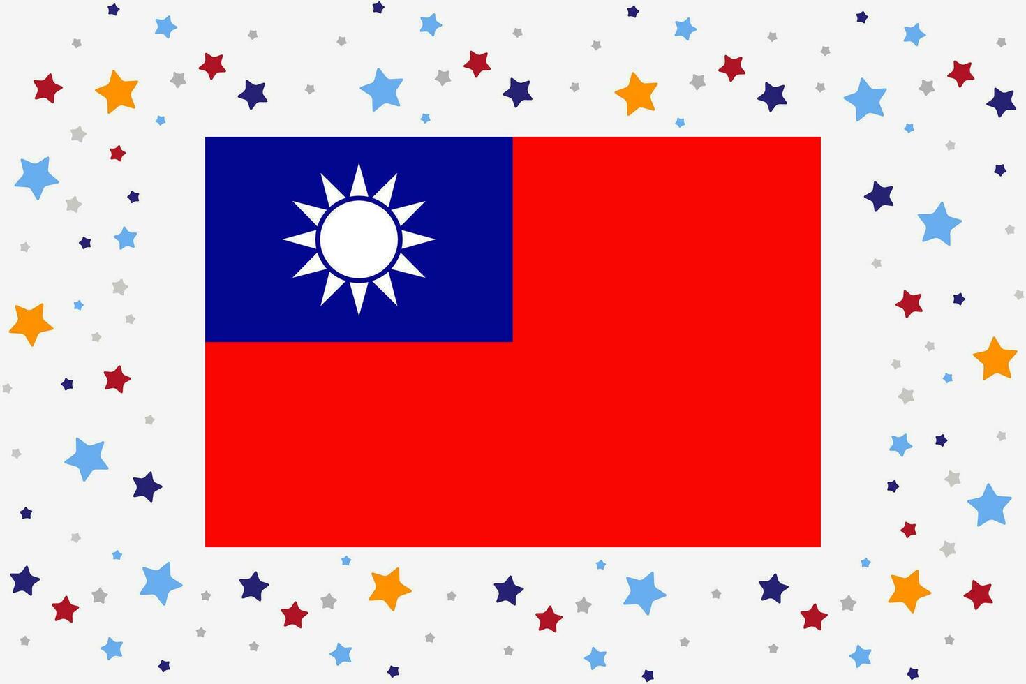 Taiwan bandeira independência dia celebração com estrelas vetor