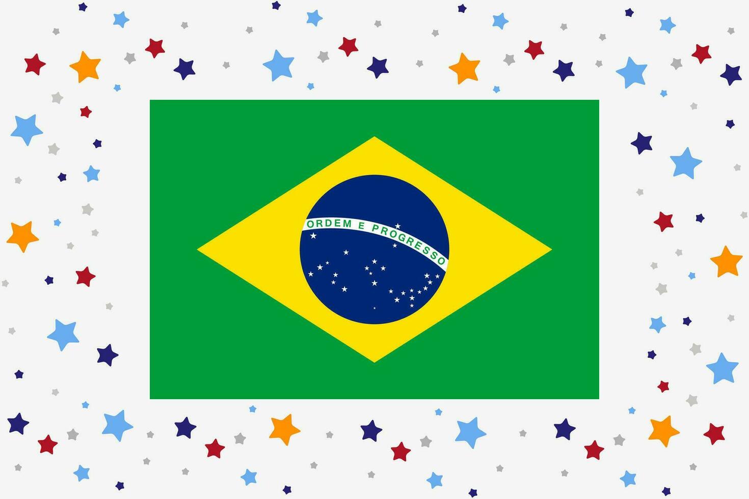 Brasil bandeira independência dia celebração com estrelas vetor