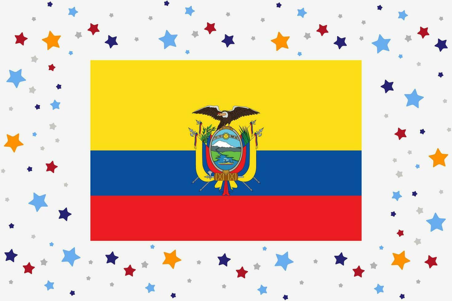 Equador bandeira independência dia celebração com estrelas vetor