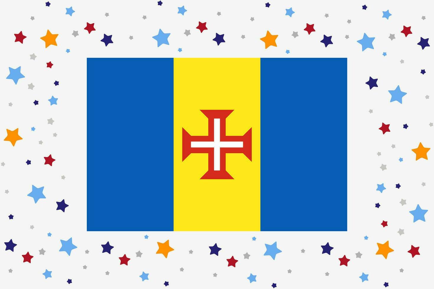 Madeira bandeira independência dia celebração com estrelas vetor