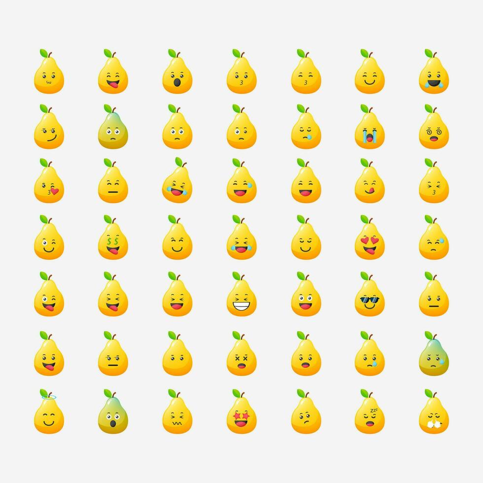 fofa pera com emoticons vetor ícone ilustração