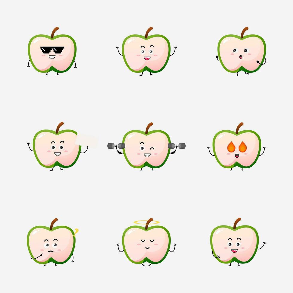 fofa verde maçã personagem vetor ilustração