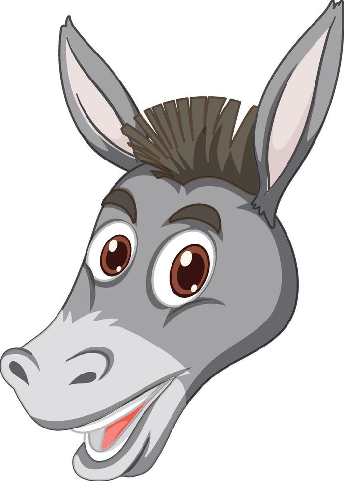 burro com expressão facial em fundo branco vetor