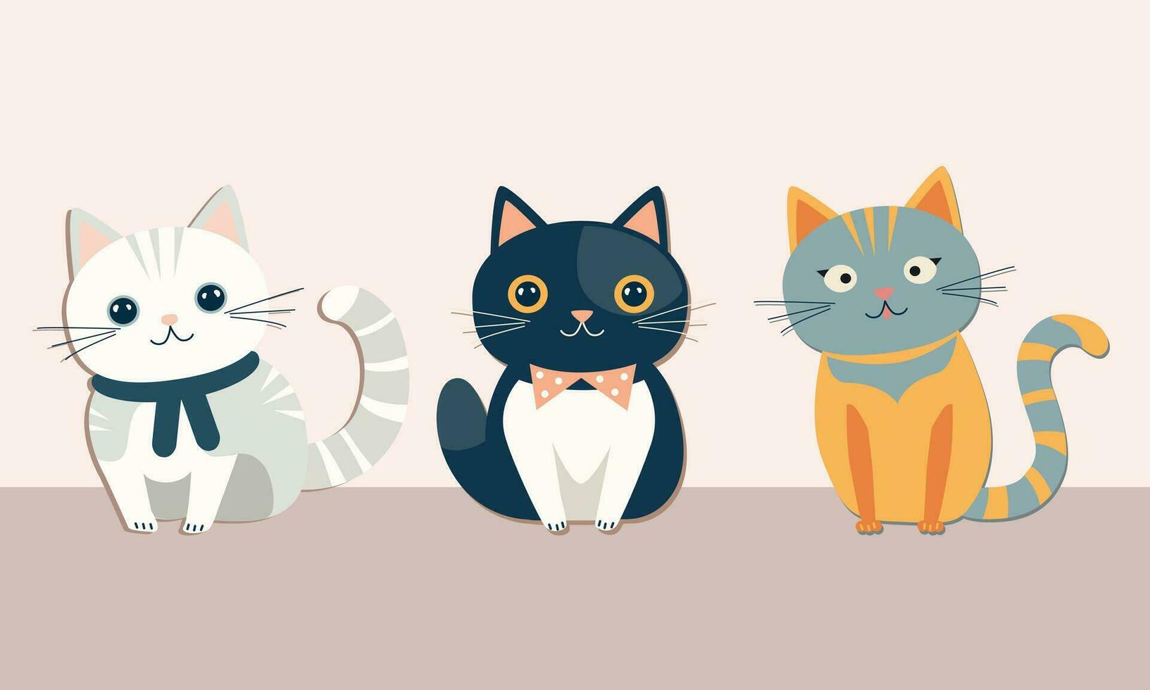 conjunto do gatos. vetor ilustração dentro plano estilo em uma luz fundo.