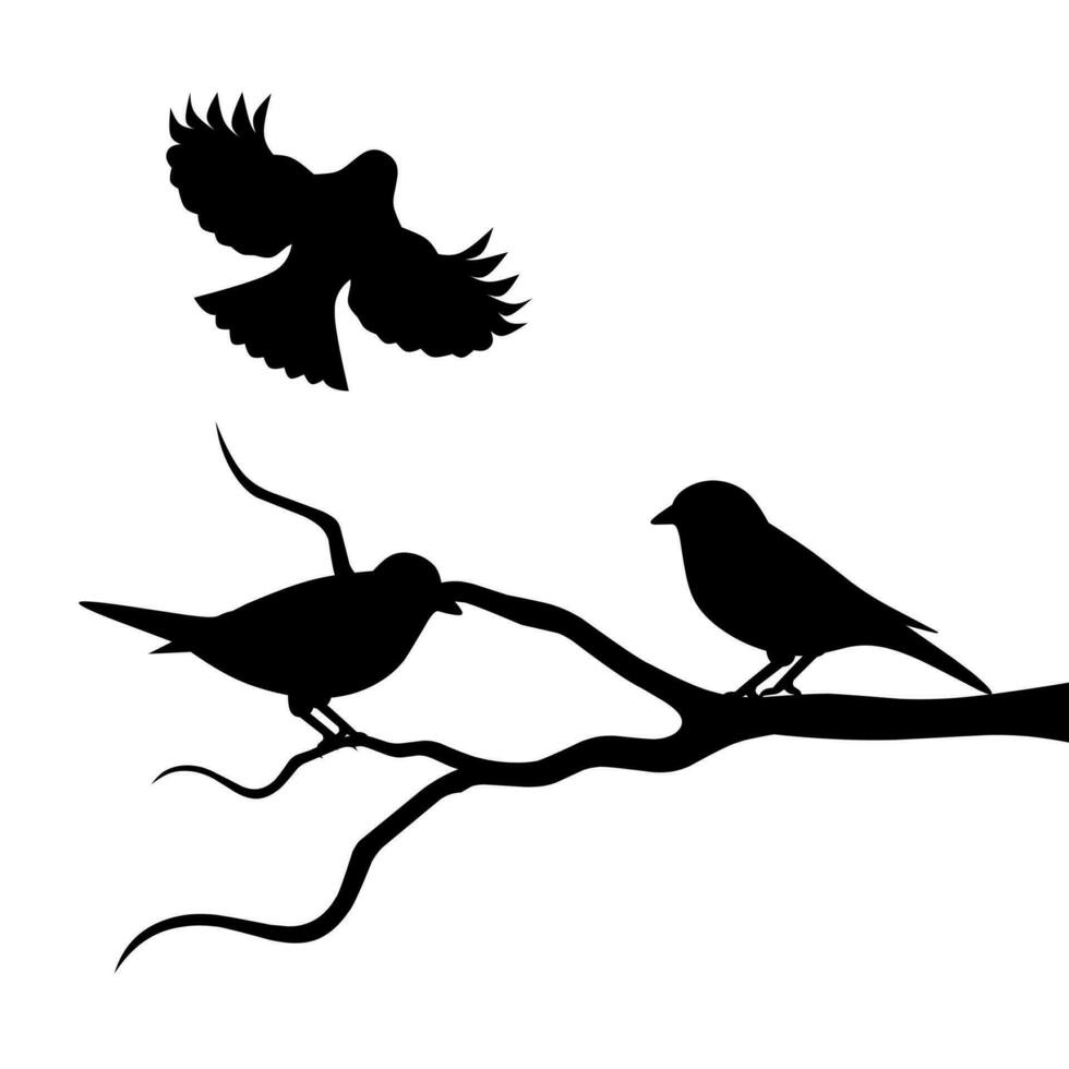vetor silhueta do Primavera pássaro sentado em seco árvore ramo. arte decorações, parede enforcamentos, decorativo árvore galhos com pássaros.
